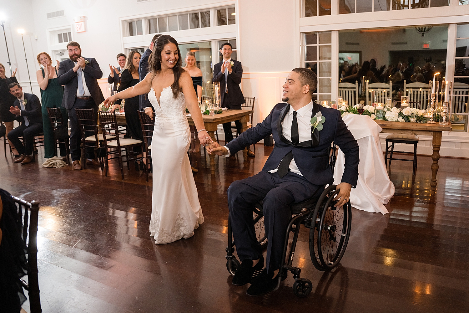 bride and groom enter reception