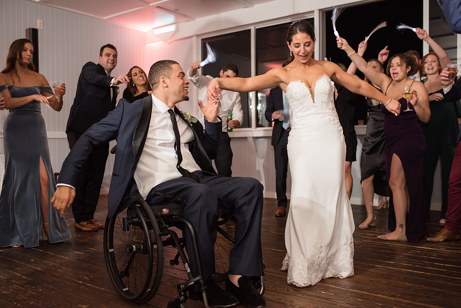 bride and groom dancing during reception