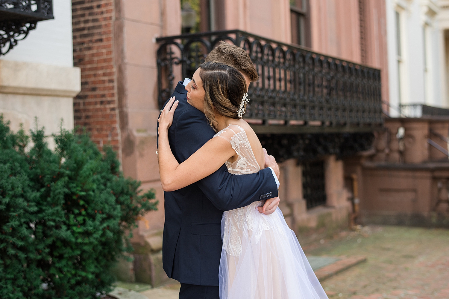 bride and groom first look baltimore