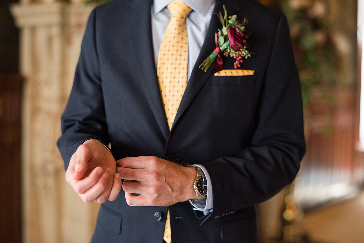 groom portrait suit details