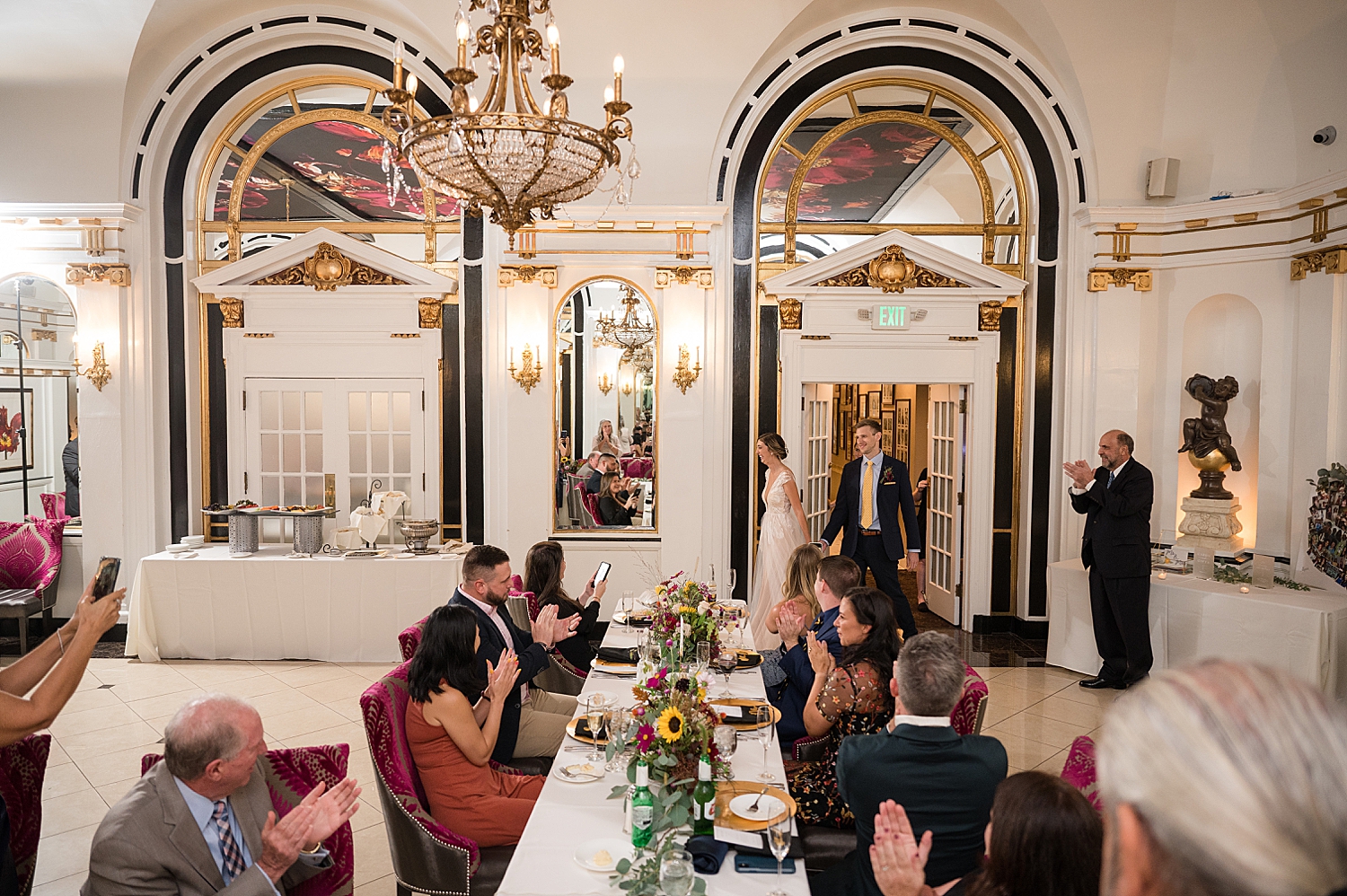 bride and groom enter reception