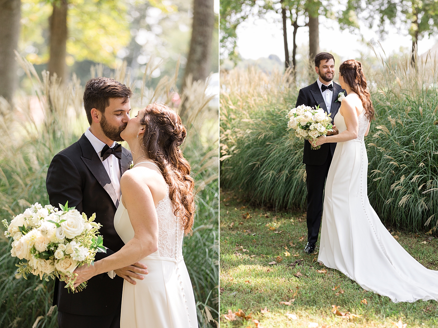 bride and groom first look