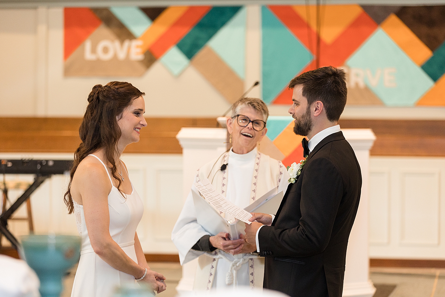 bride and groom wedding ceremony church