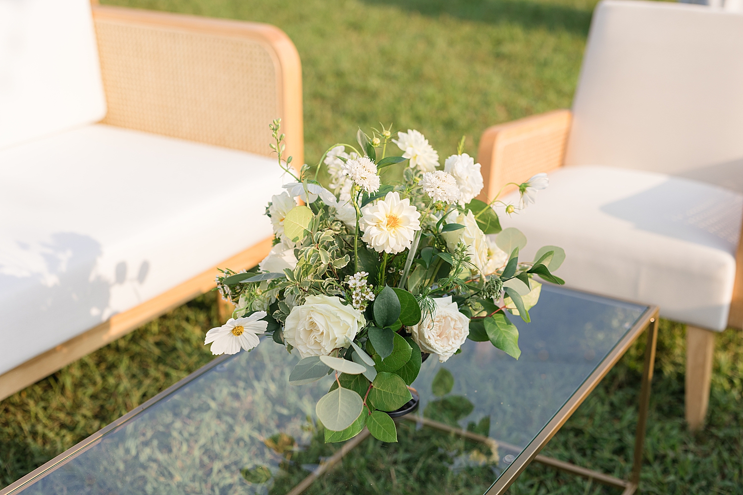 cocktail hour floral arrangement