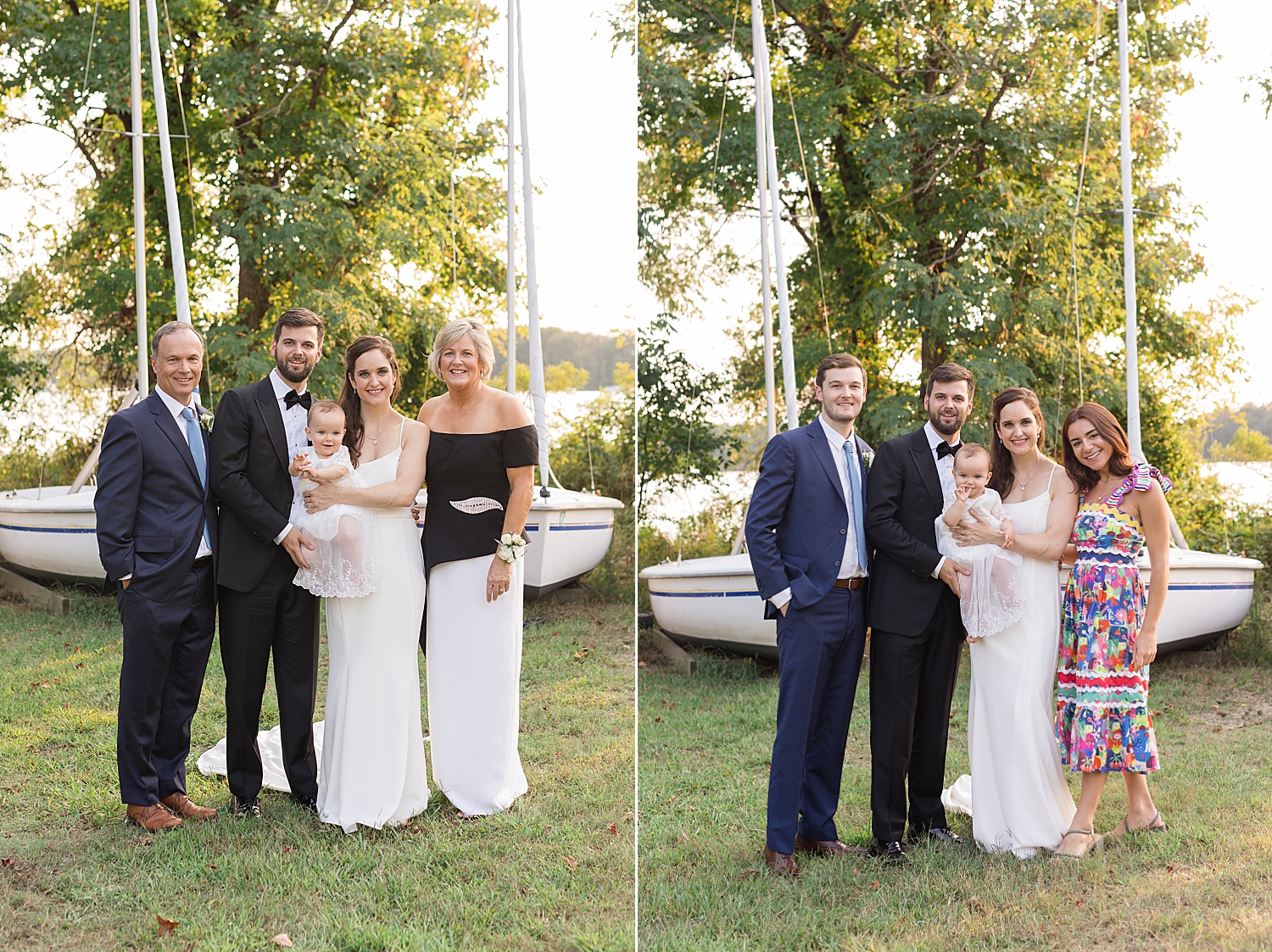 bride and groom with family