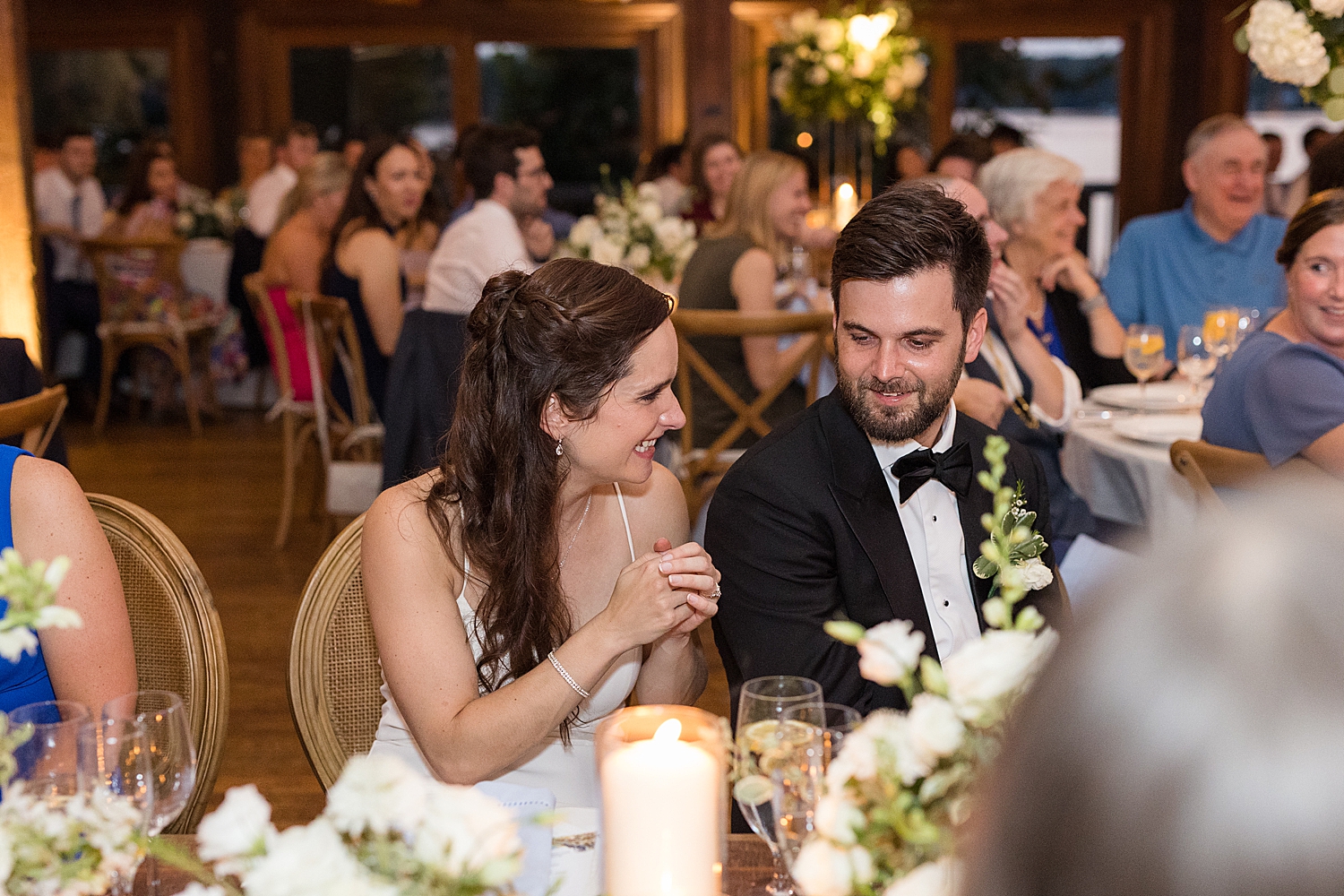 candid couple during reception