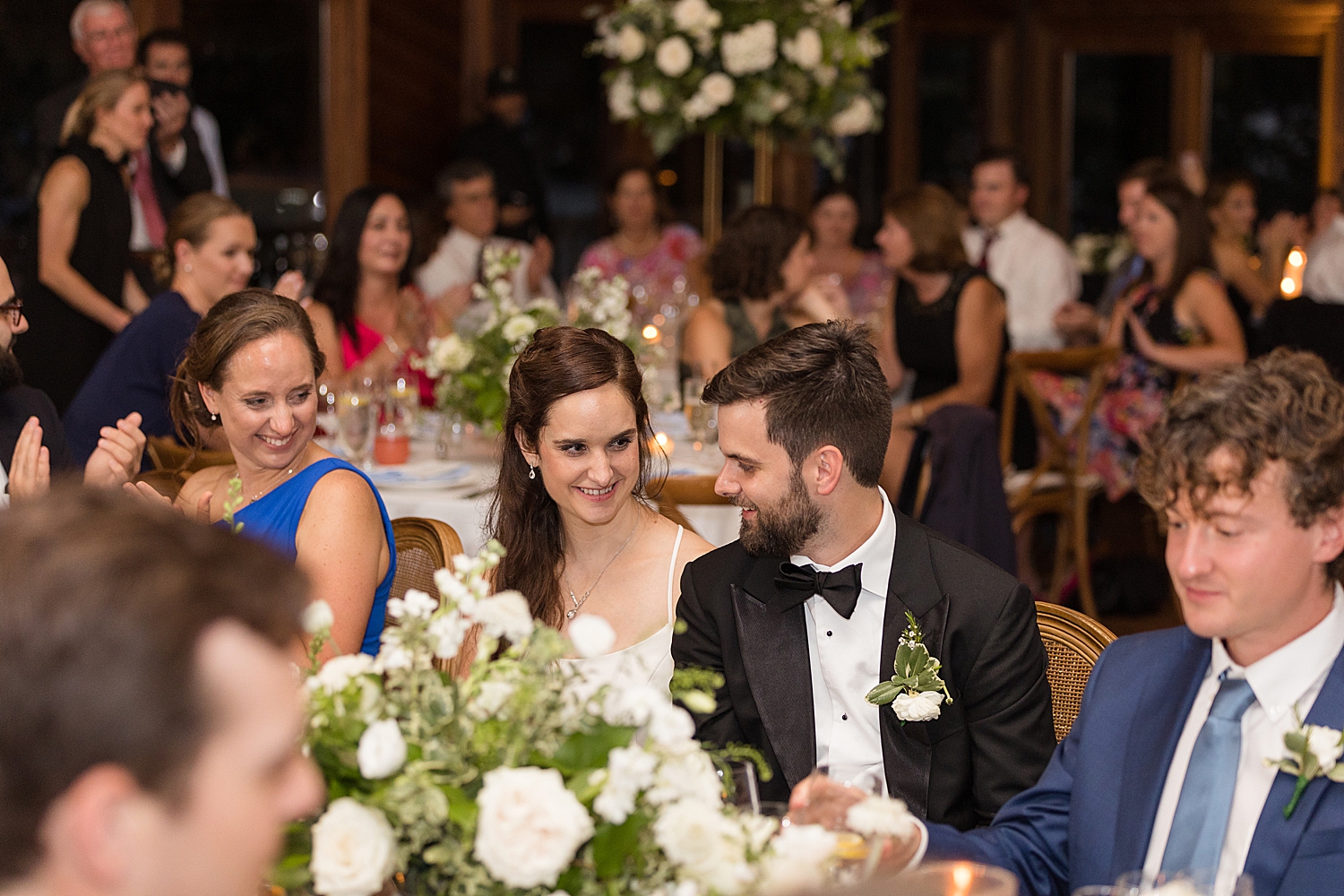 candid couple during reception