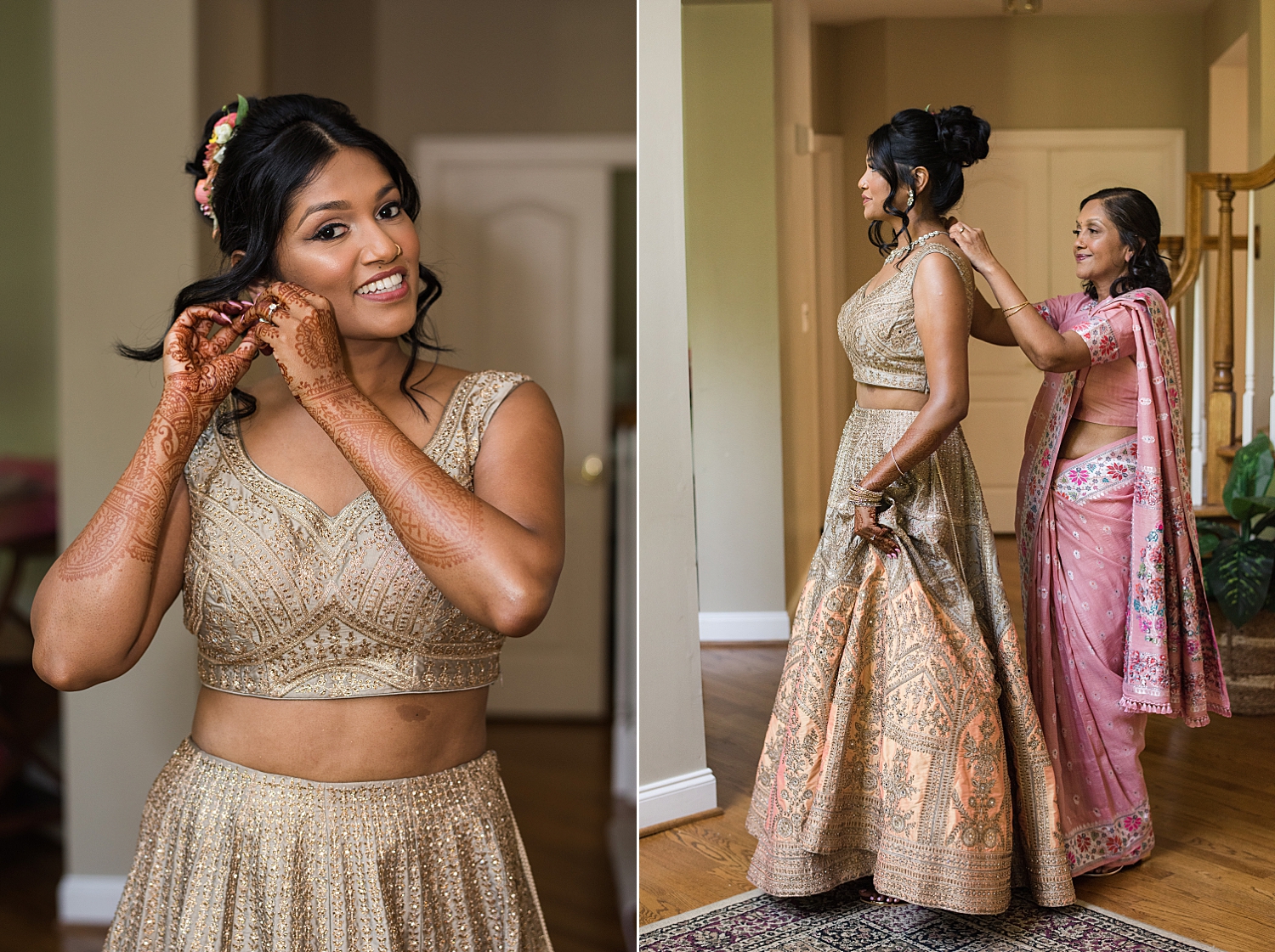 bride getting ready earrings