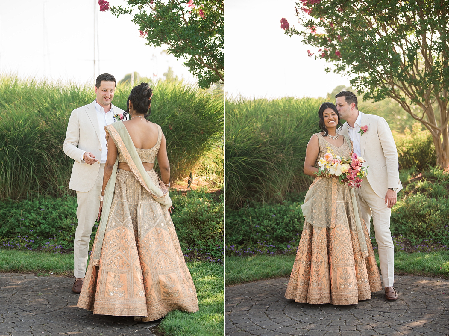 bride and groom couple portrait garden