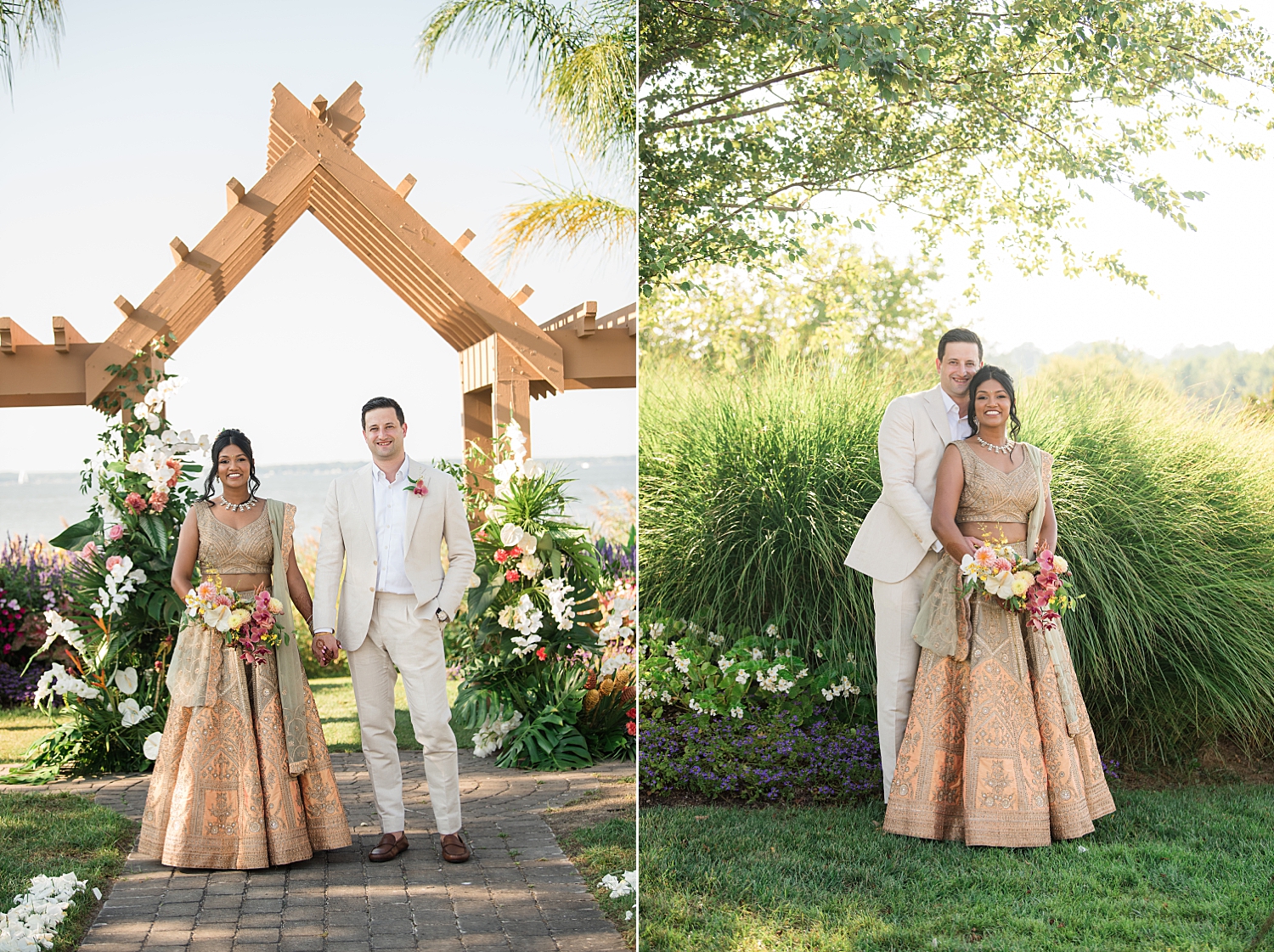 bride and groom portrait waterfront venue herrington on the bay