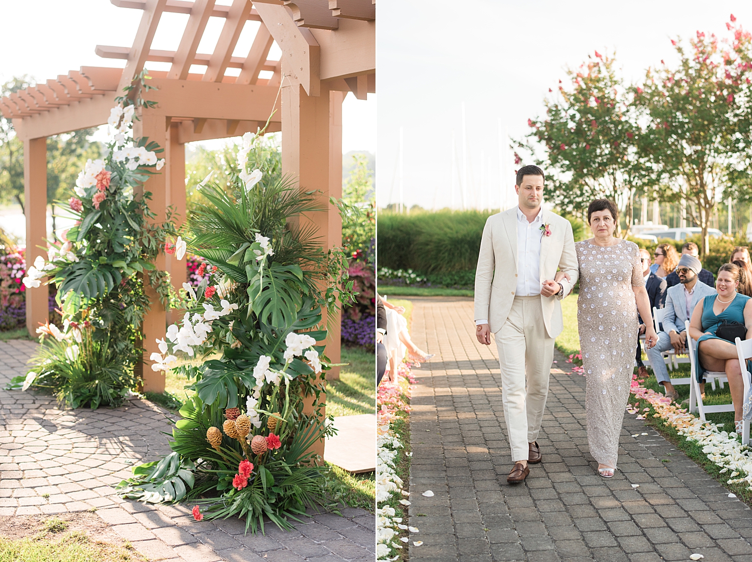 groom entering ceremony with mom