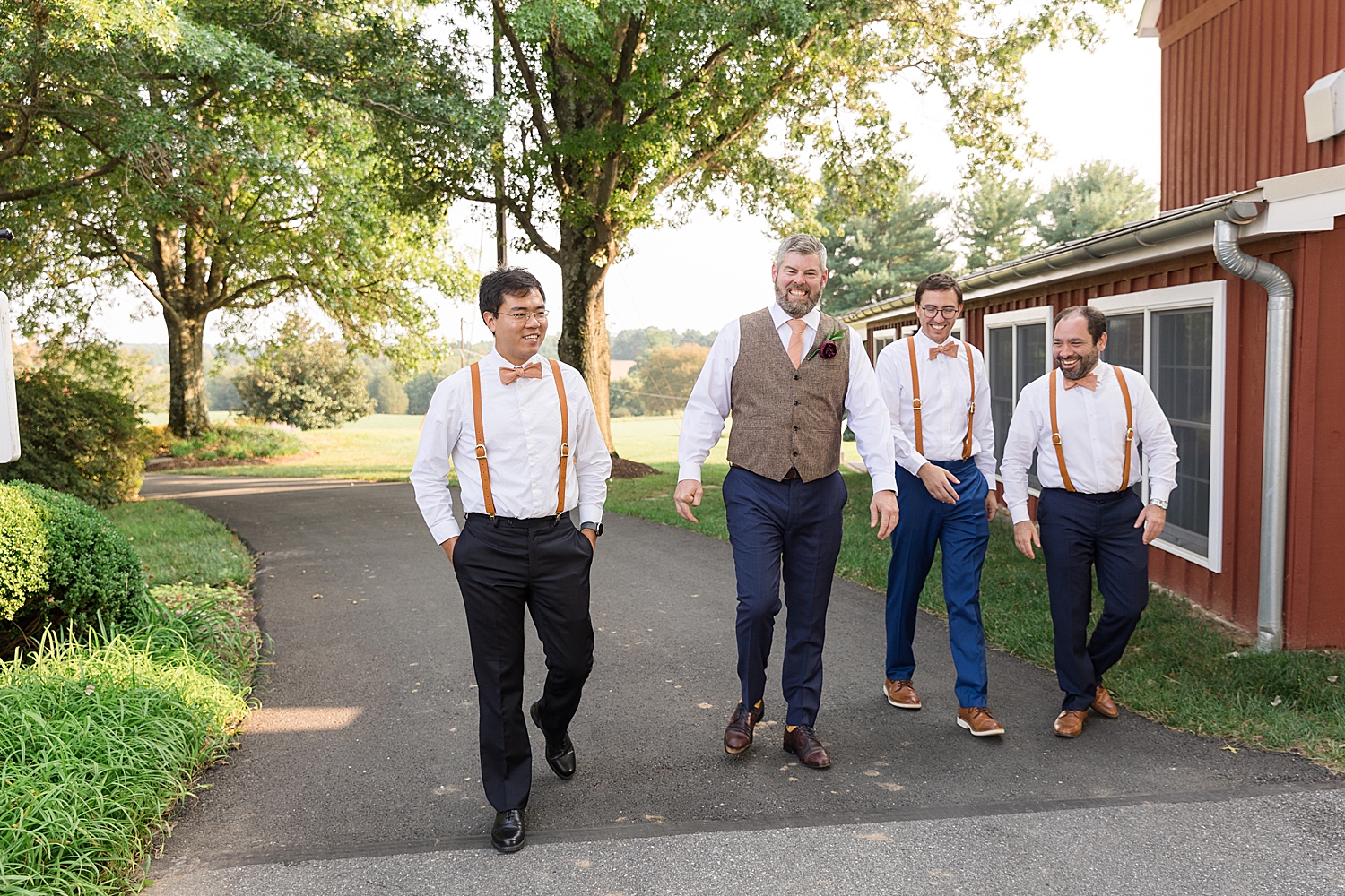 groom and groomsmen walking