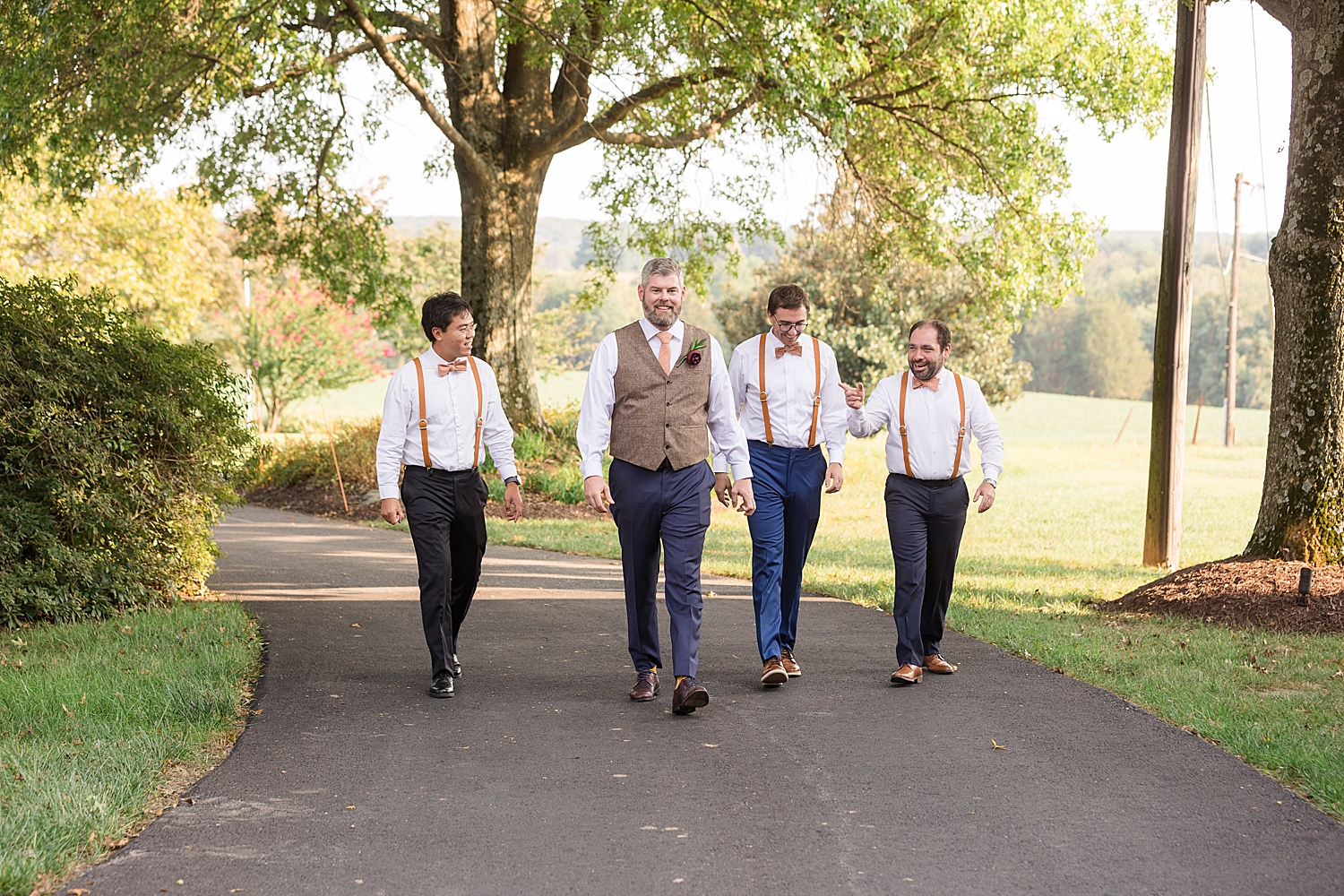 groom and groomsmen walking