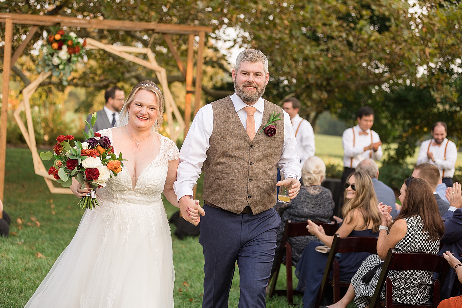 bride and groom recessing ceremony