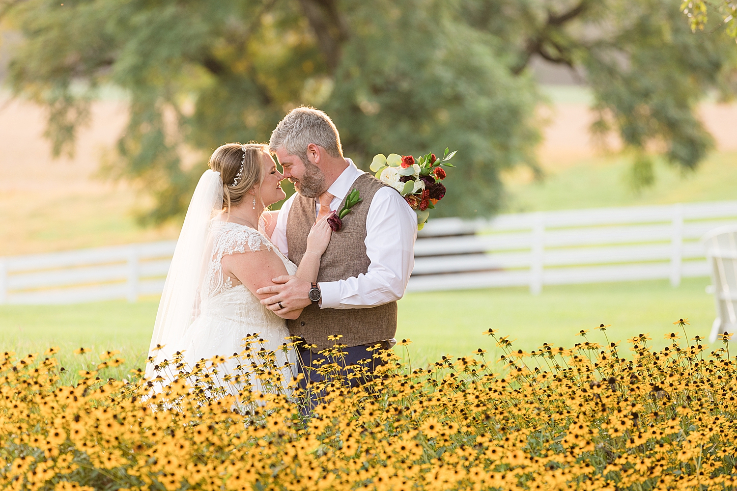 bride and groom couple portrait black eyed susan