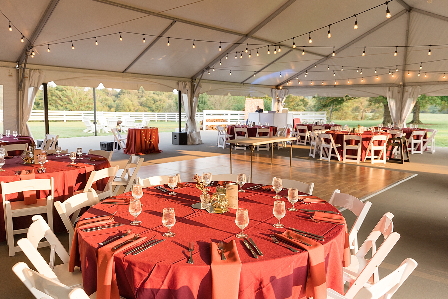 tented reception fall tablescape