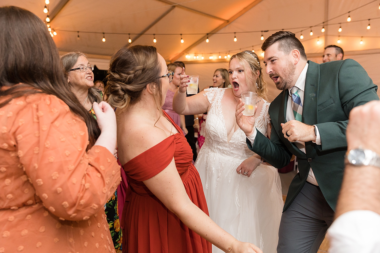 candid guests dancing