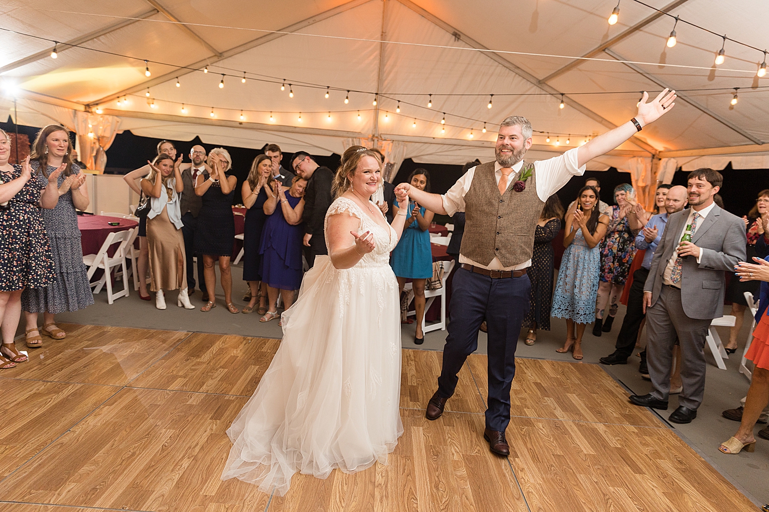 candid guests dancing