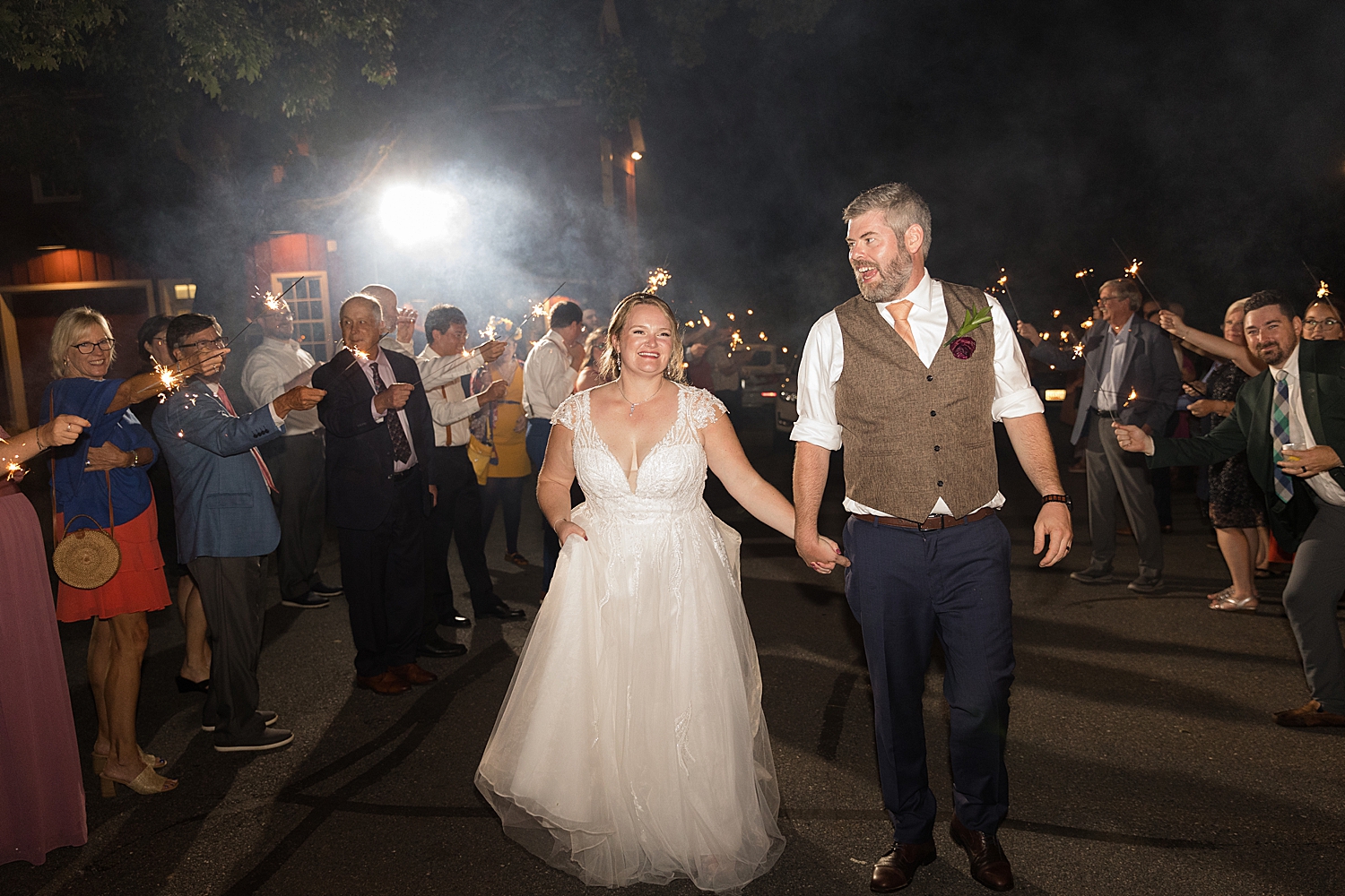 bride and groom sparkler exit