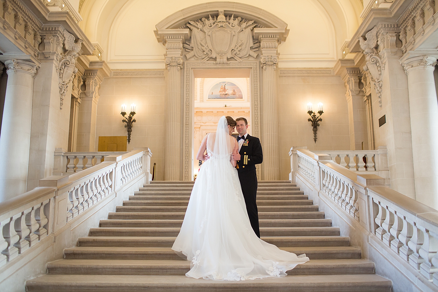 naval academy wedding bancroft hall portrait stairs