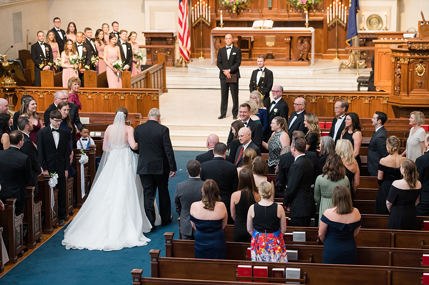 bride arriving at the end of the aisle