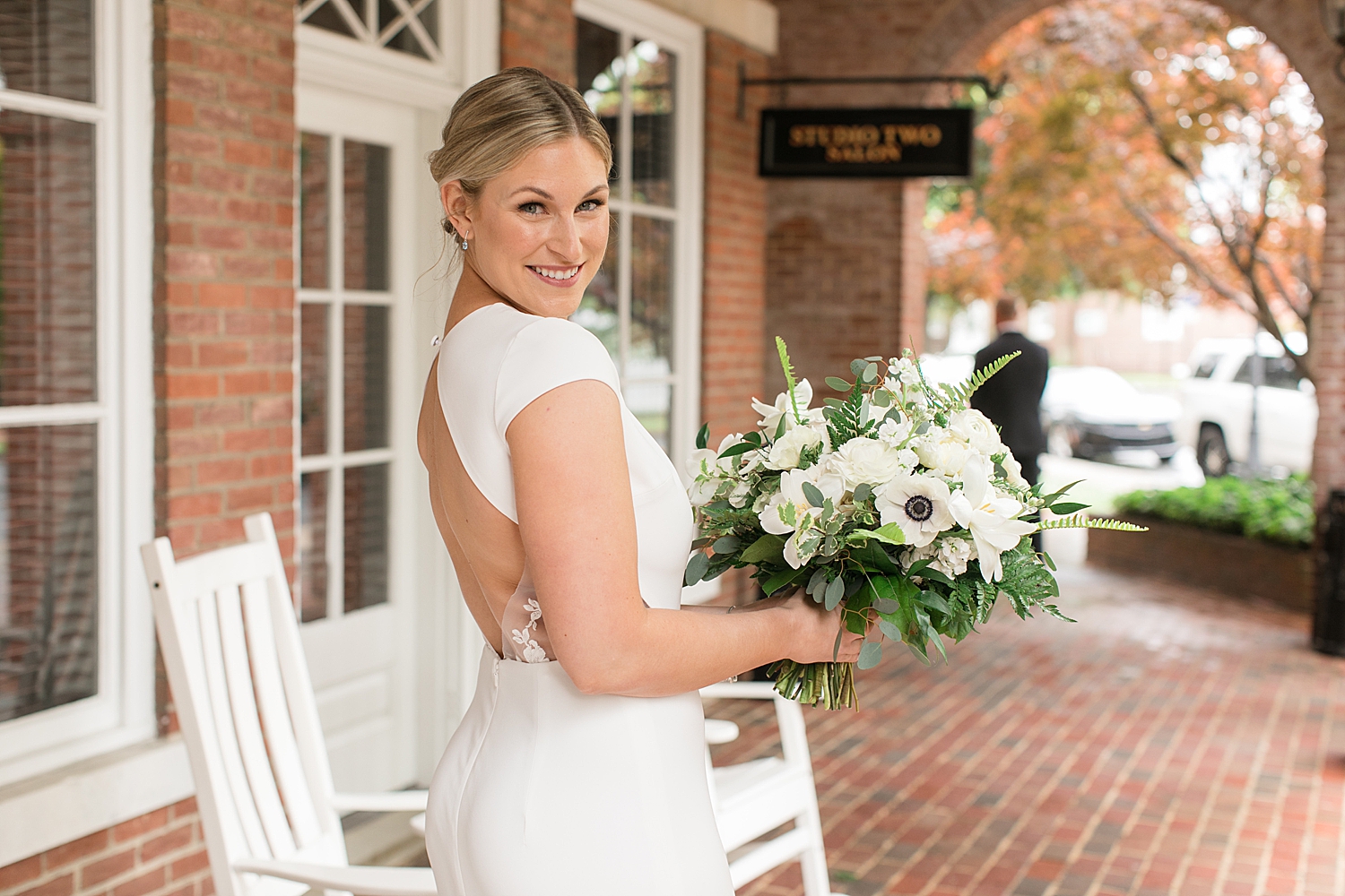 groom and bride first look at tidewater inn