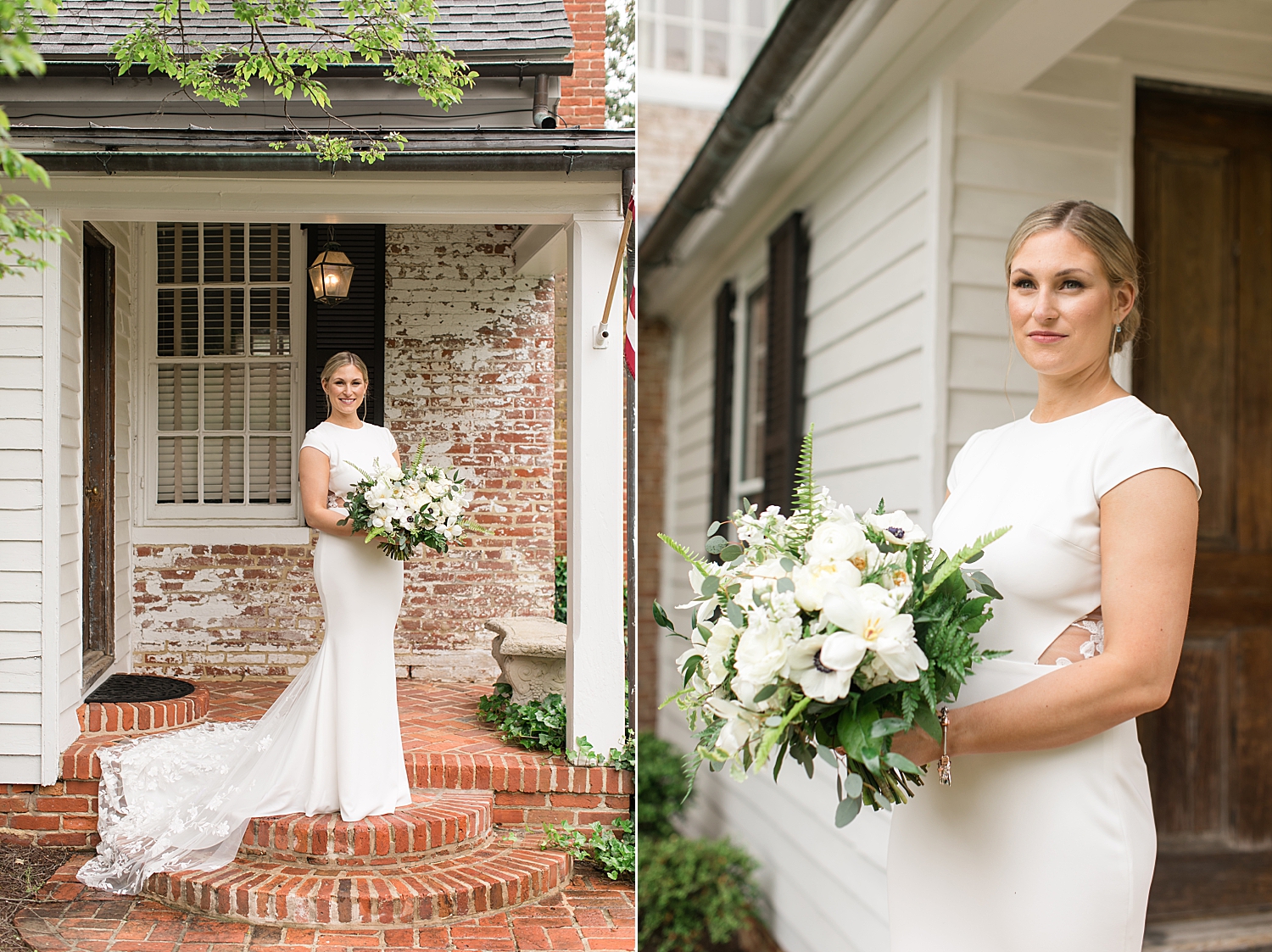 bridal portrait white bouquet