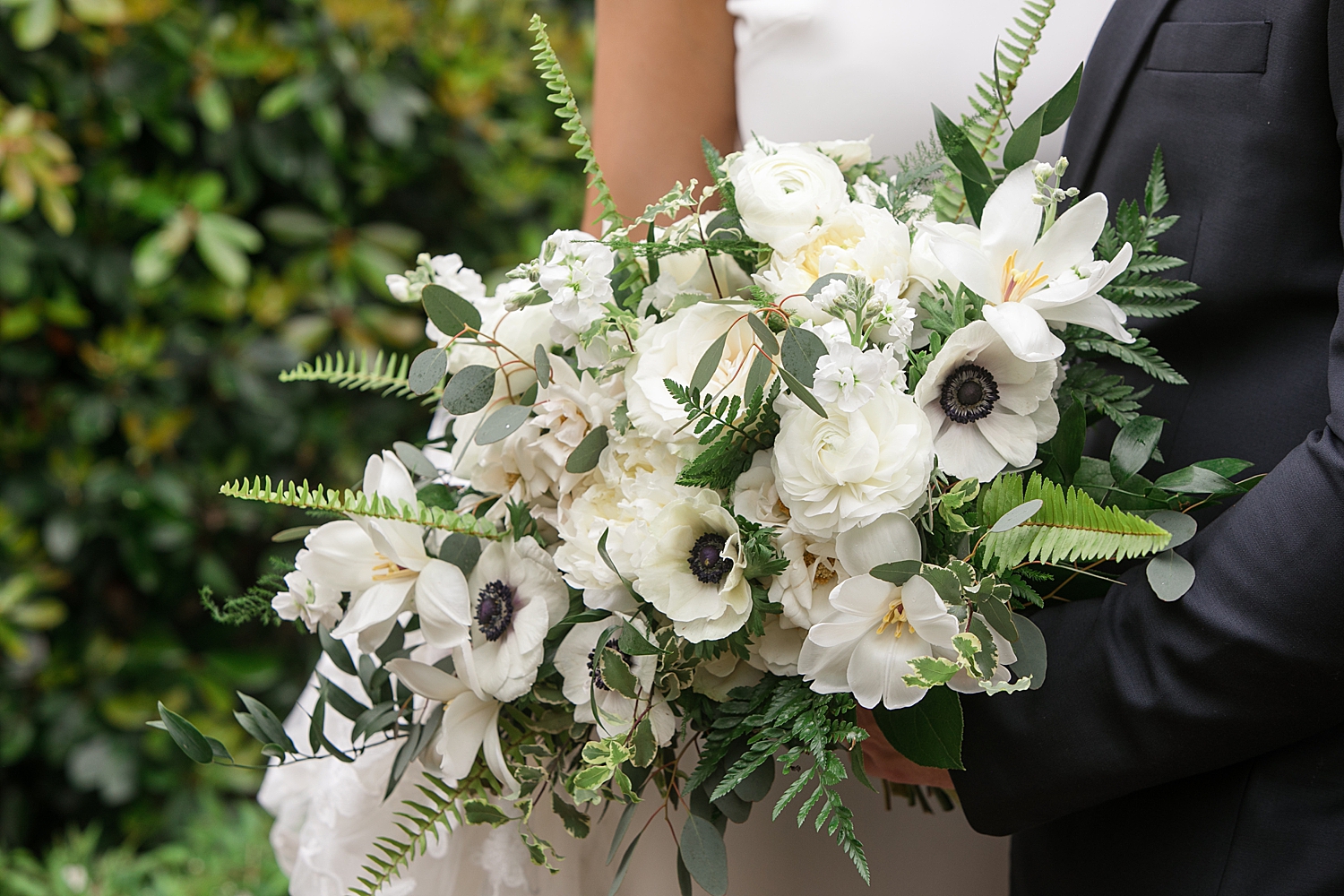 bridal bouquet white anemone