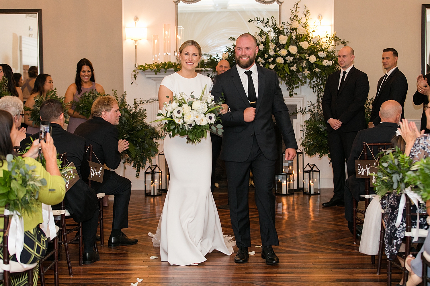 bride and groom recess from ceremony