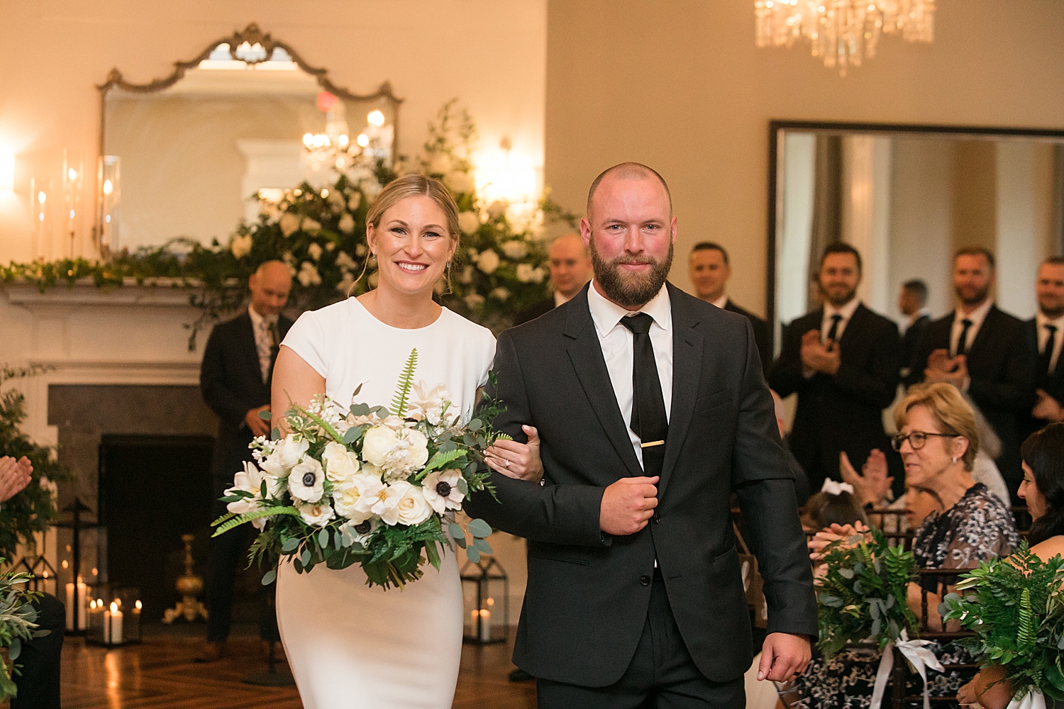 bride and groom recess from ceremony