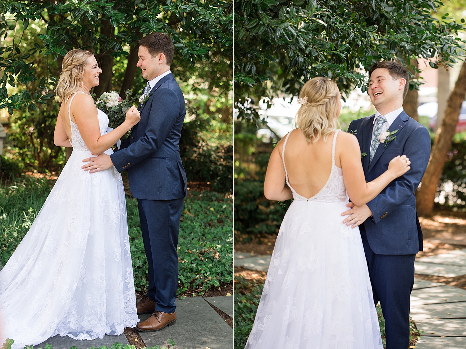 bride and groom first look