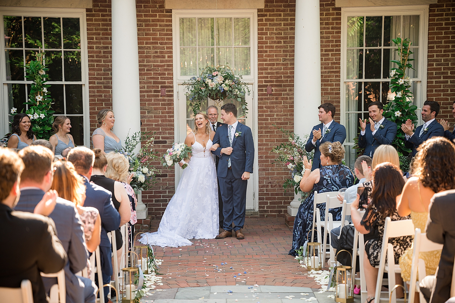 bride and groom recess from ceremony