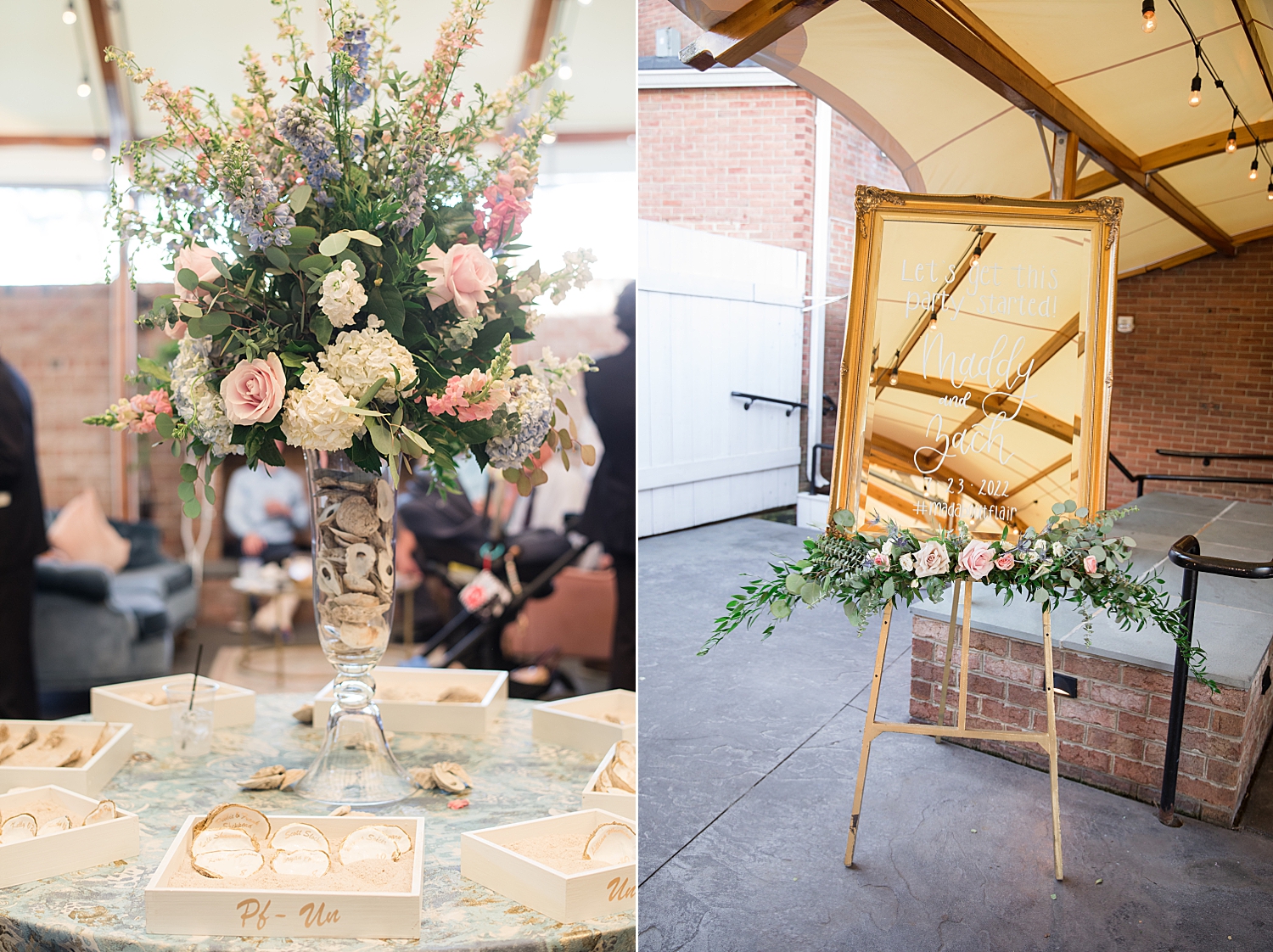 reception details tidewater inn, mirror welcome sign