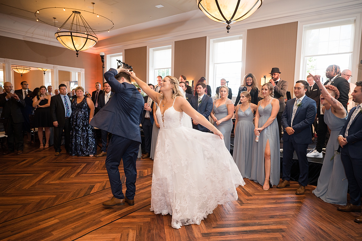 bride and groom enter reception