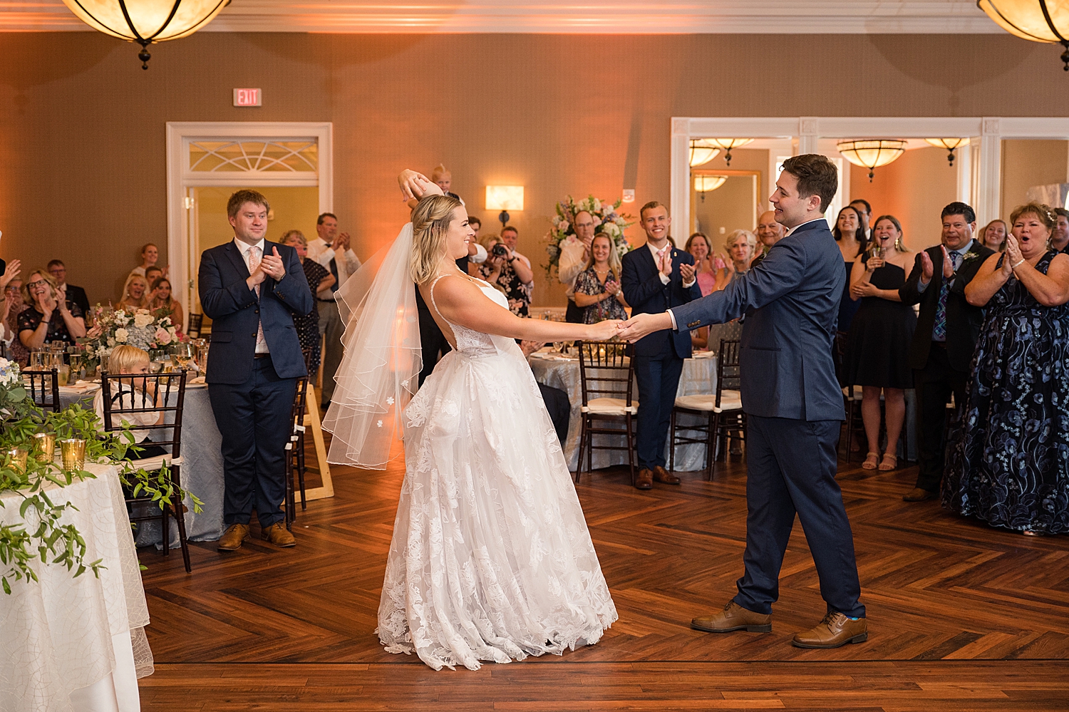 bride and groom enter reception