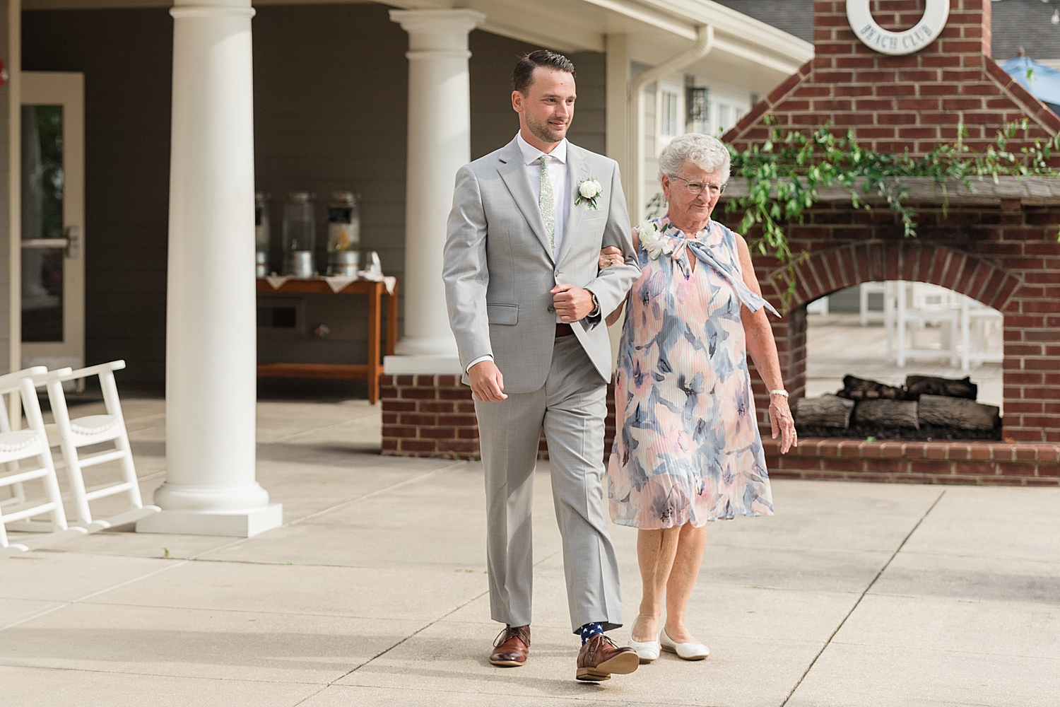 groom walking to ceremony