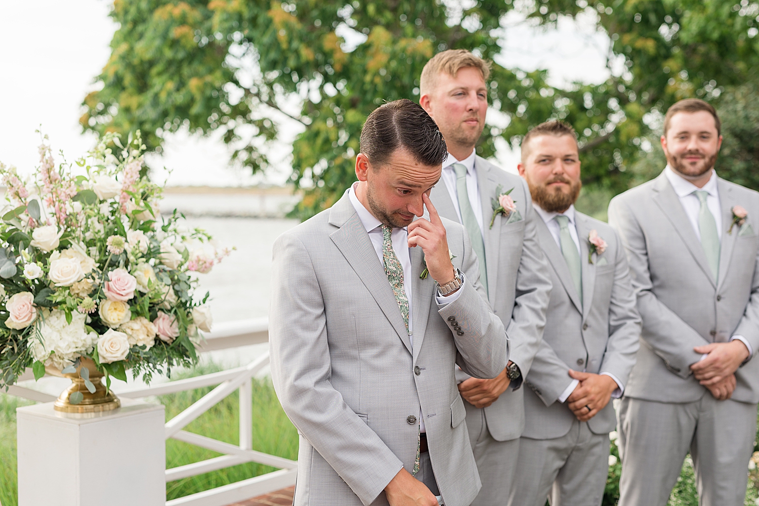 groom crying during ceremony