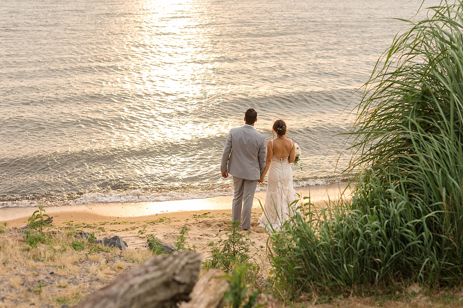 waterfront beach couple portrait sunset