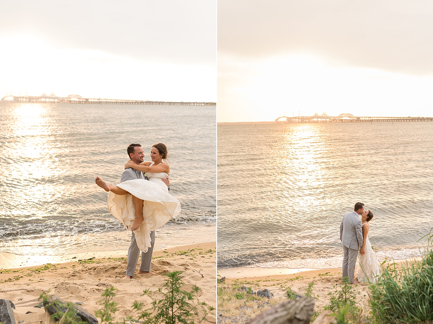 waterfront beach couple portrait sunset