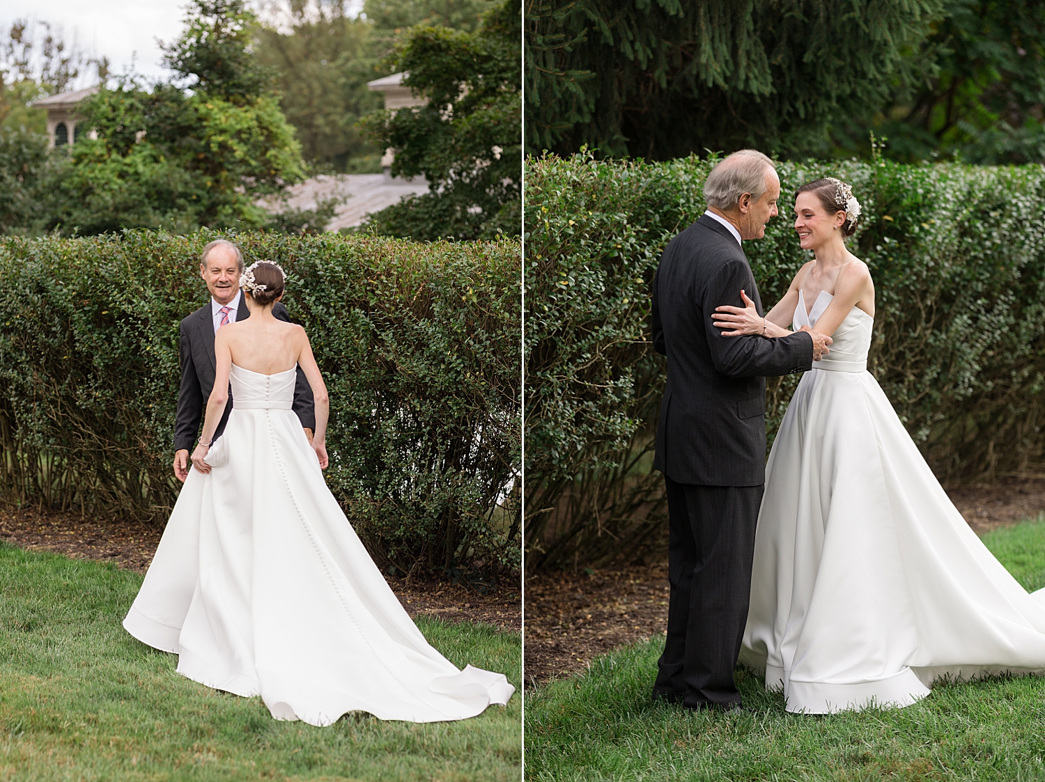 bride first look with dad