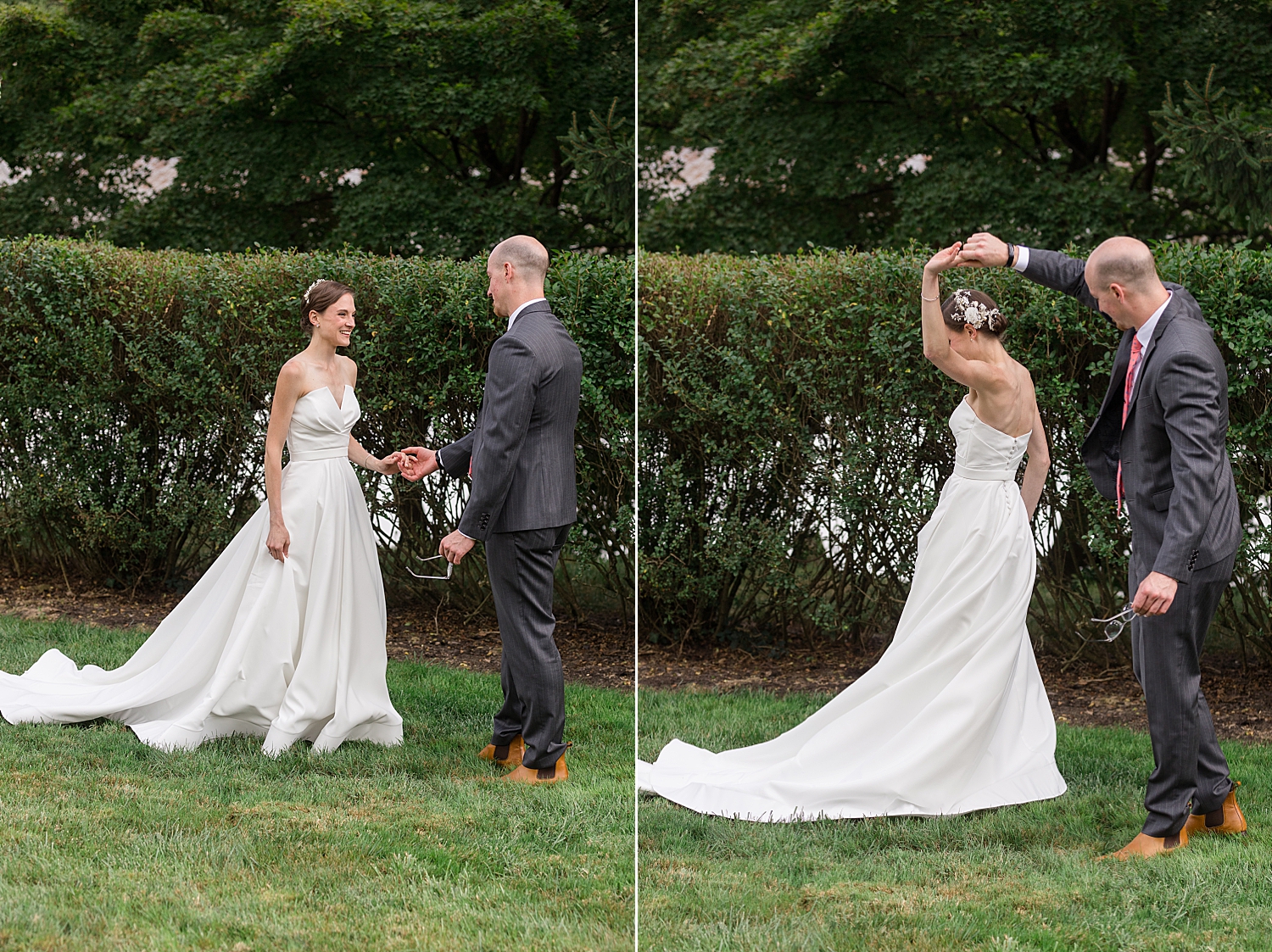 bride and groom portrait spin