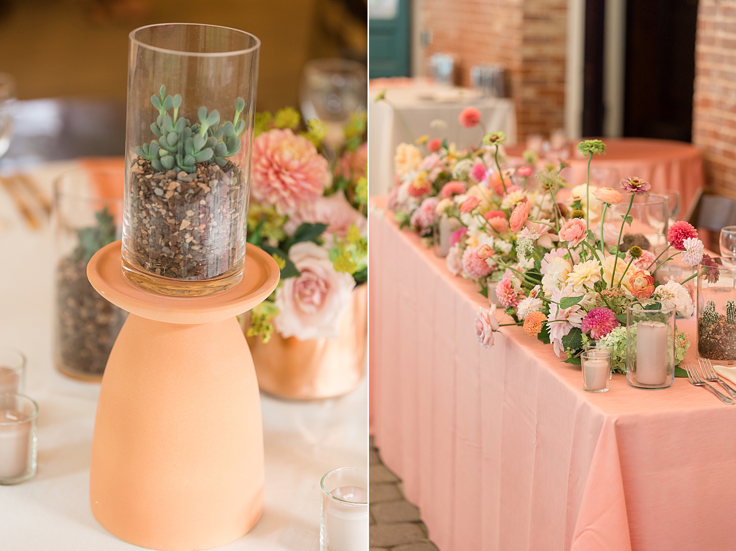 coral wedding reception details