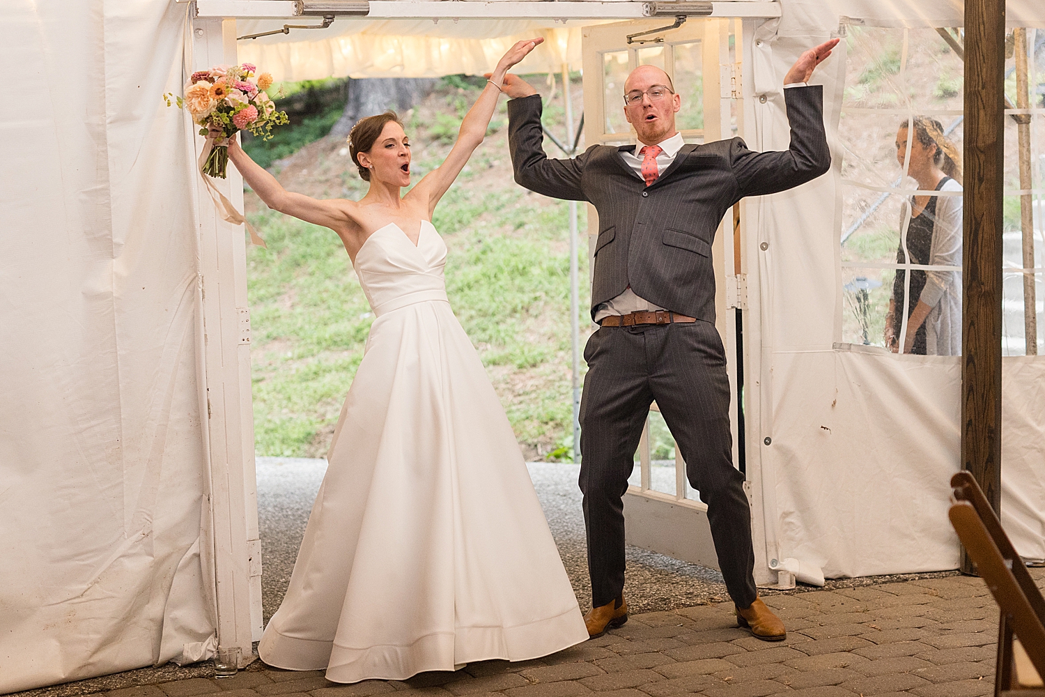 bride and groom enter reception