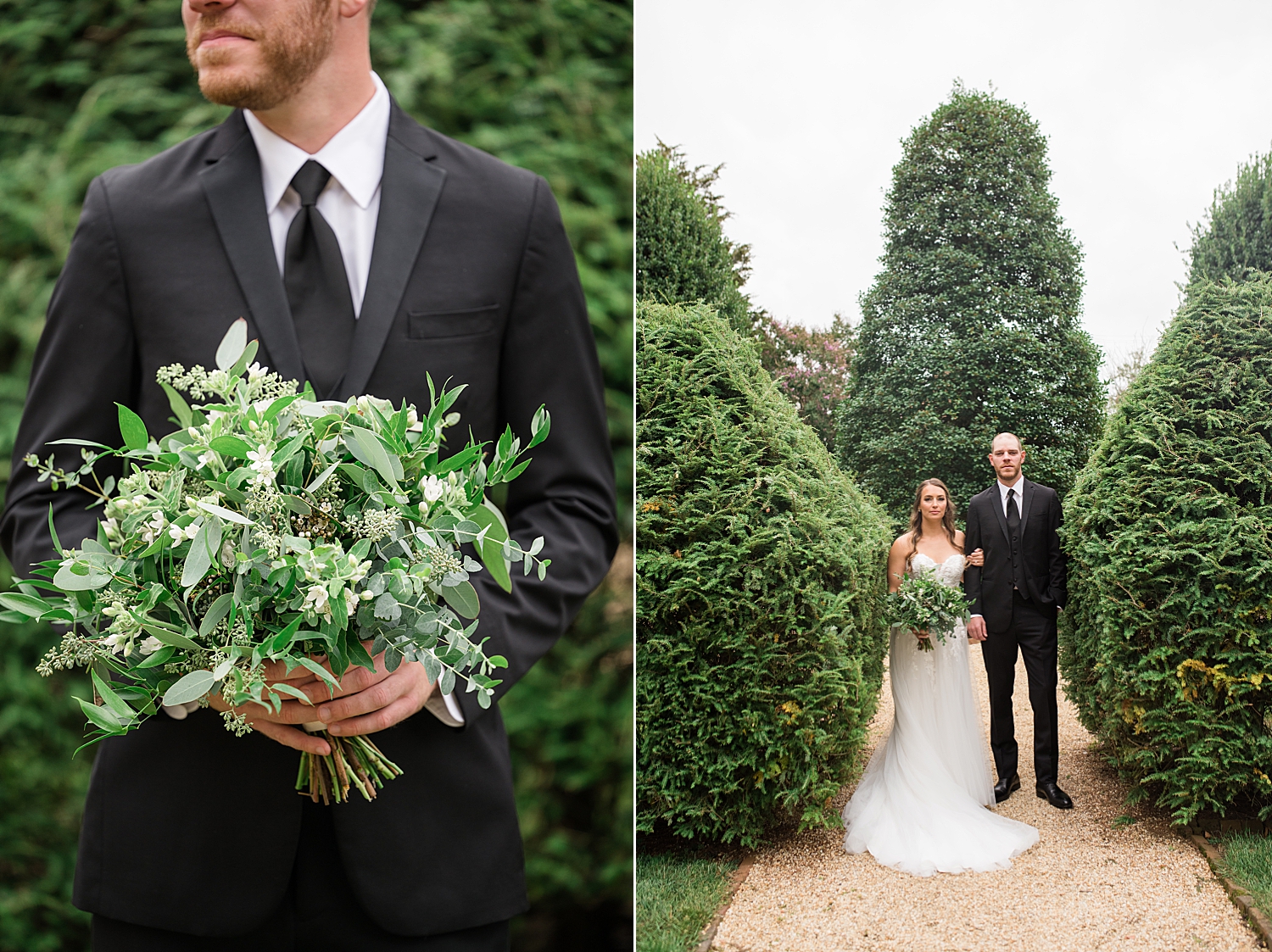 couple portrait in evergreen garden