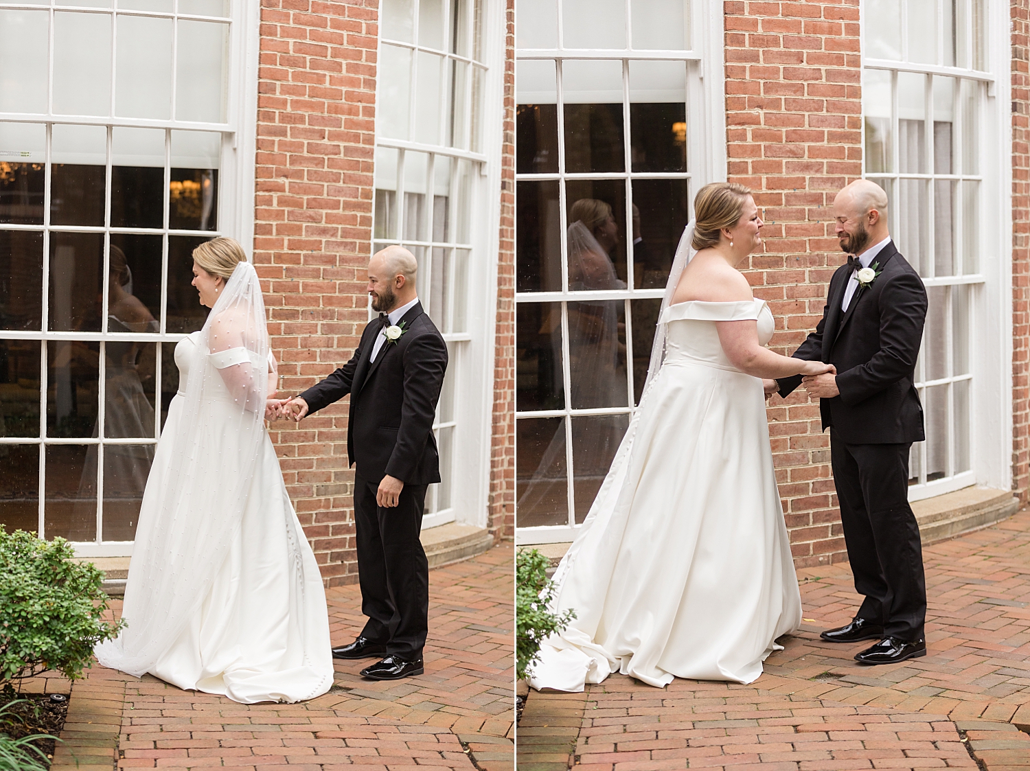 bride and groom first look