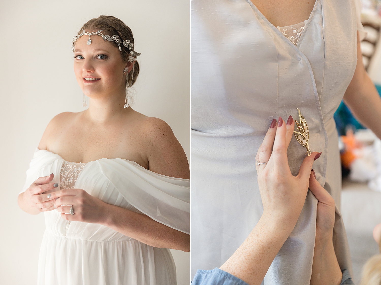 bridal with elven headband getting ready for wedding