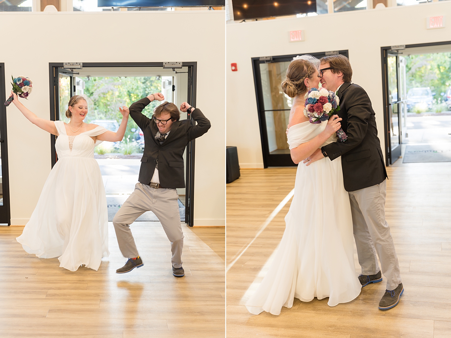 bride and groom enter reception