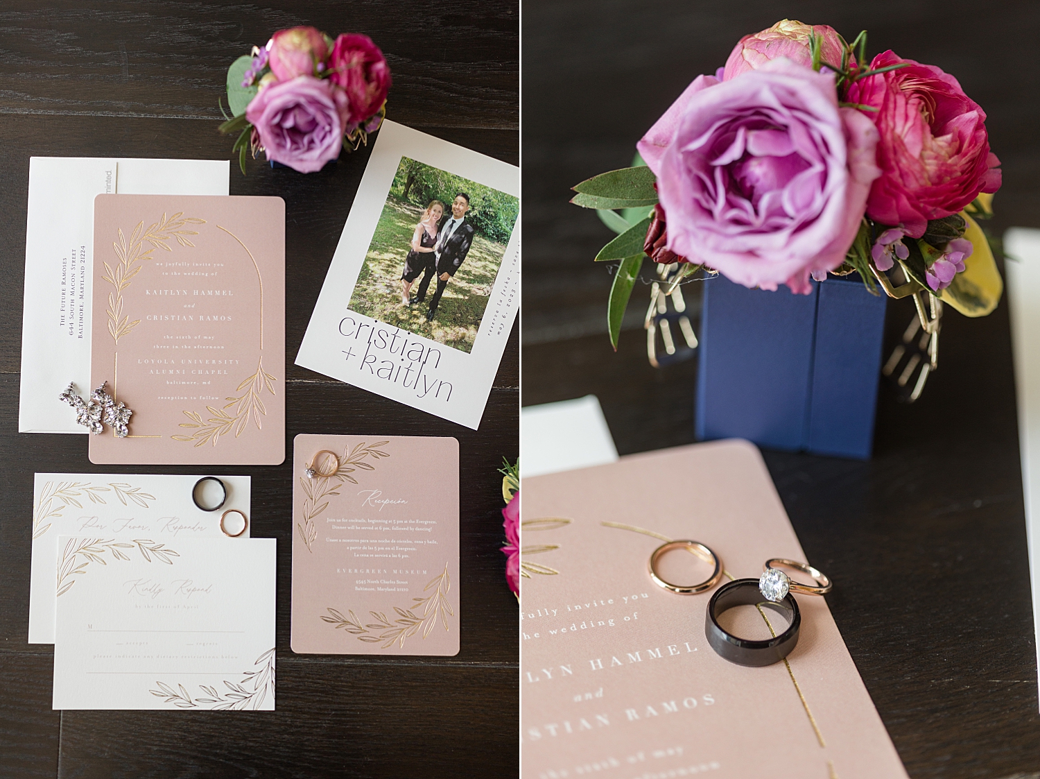 wedding details purple rose rings