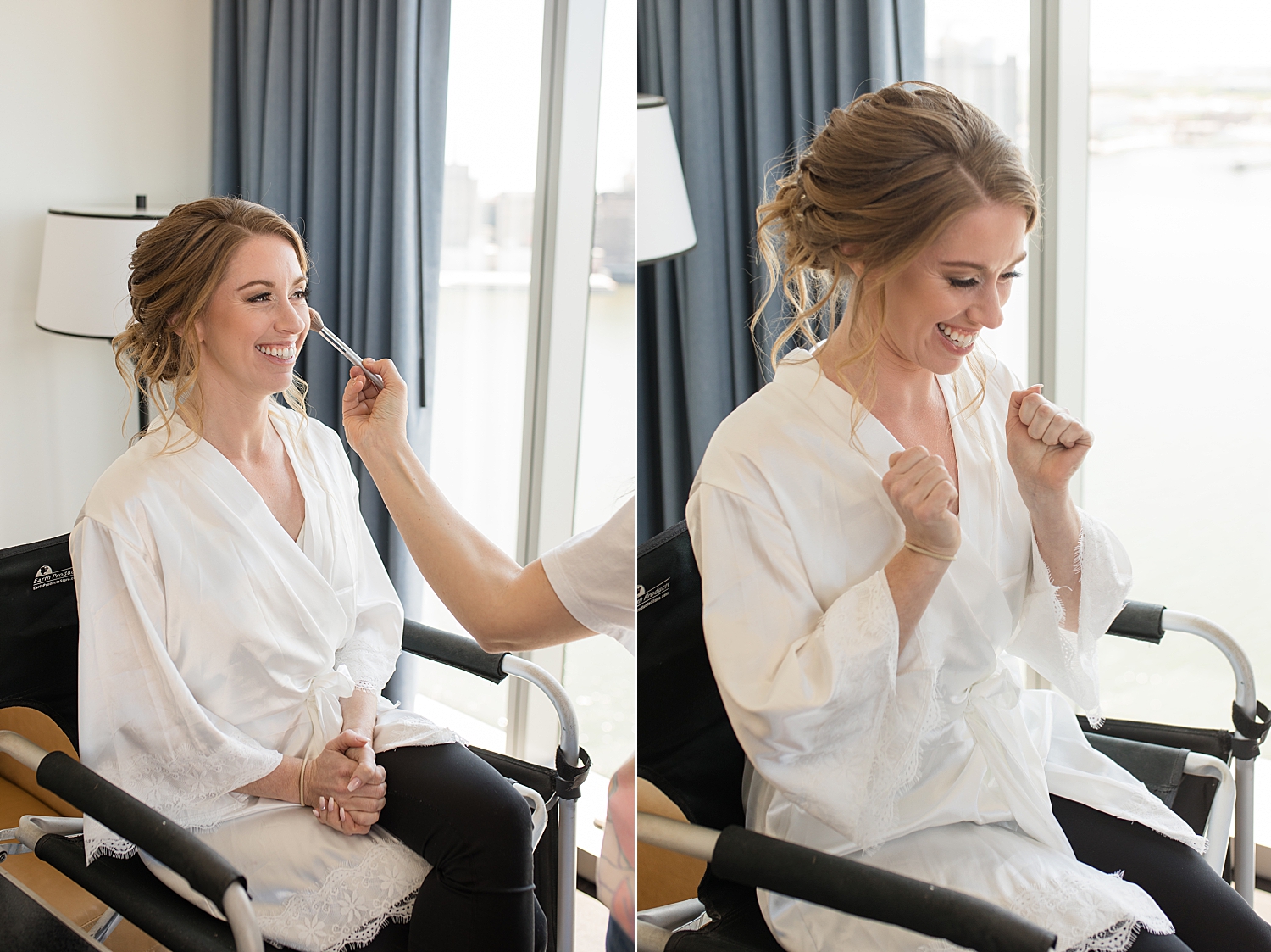 bride getting ready in the makeup chair