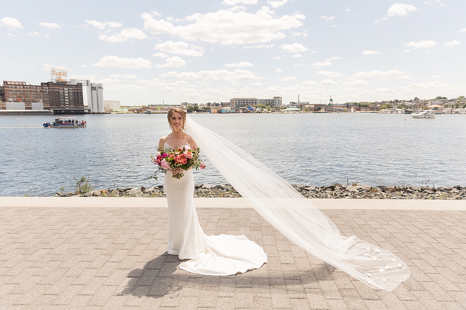 bridal portrait in baltimore inner harbor